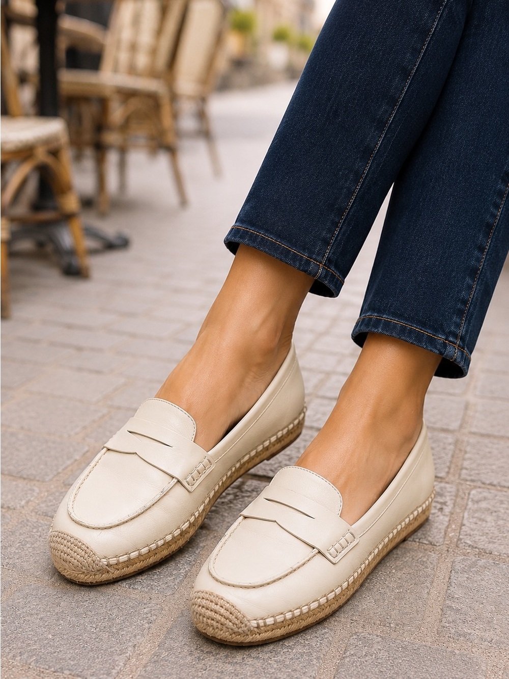 Sam Edelman Kai Cream Ivory Espadrille Penny Loafers Size 8